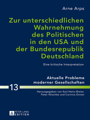 cover image of Zur unterschiedlichen Wahrnehmung des Politischen in den USA und der Bundesrepublik Deutschland